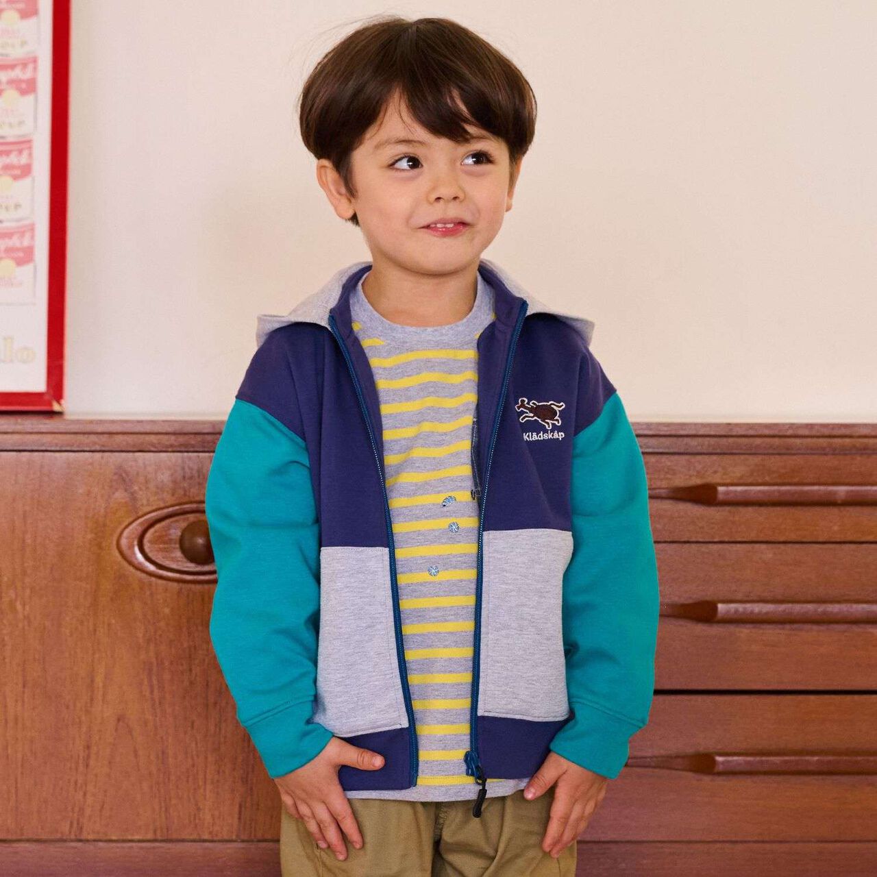 Insect Embroidered Long-Sleeve Zip-Up Parka,Navy, large image number 0