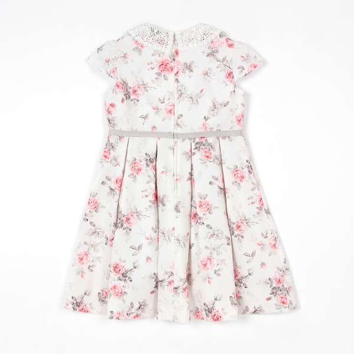 Lace Collar Floral Dress & Jacket Set,Pearl white, medium image number 19