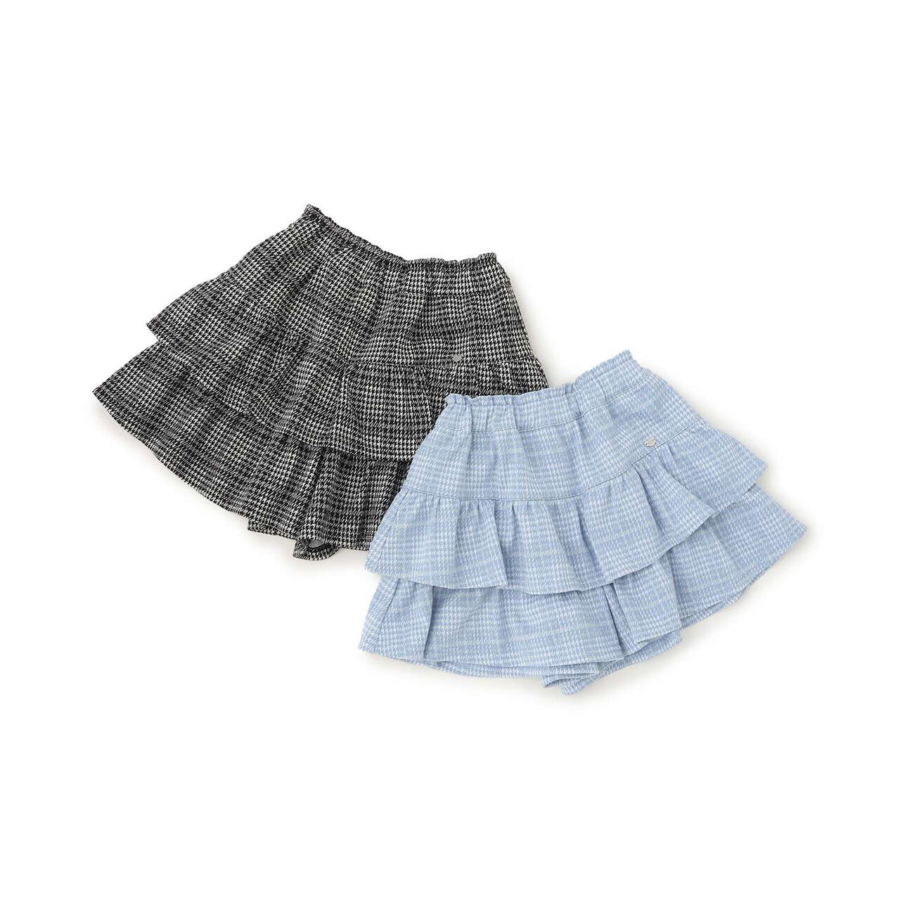 Checkered Jacquard Tiered Culotte Skirt,Black, large image number 7