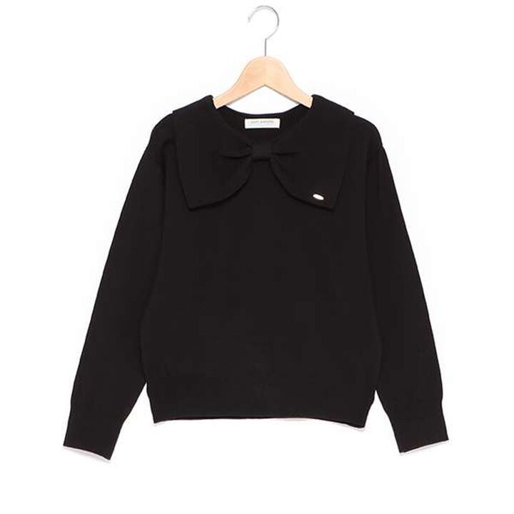 Ribbon Collar Knit,Black, medium image number 0