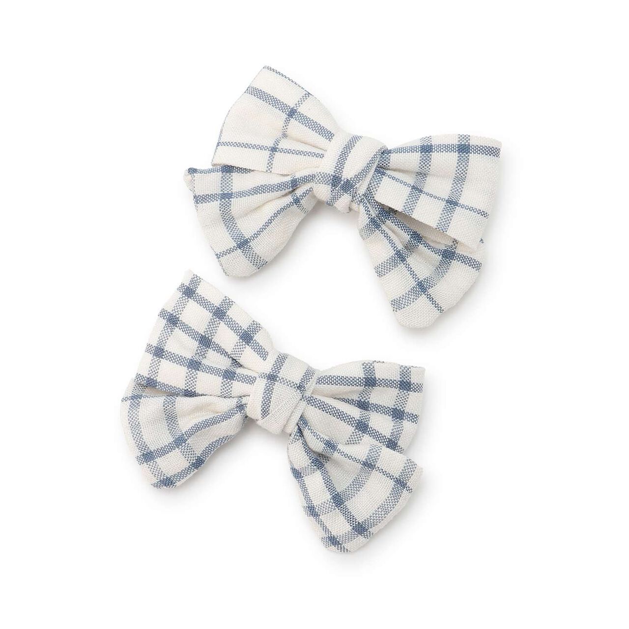 Check Ribbon Hair Clips 2P/L,Blue, large image number 0