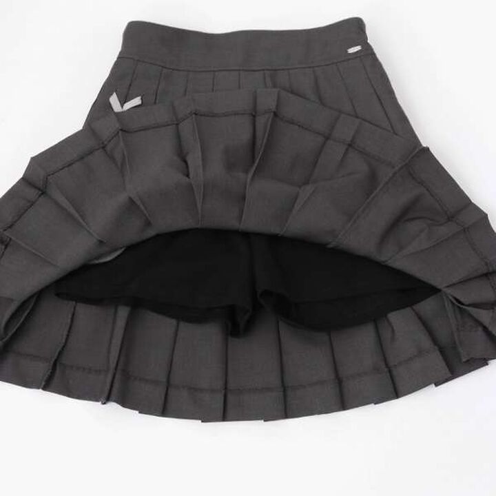 Lace-Up Ribbon Double Layer Pleated Skirt-Pants,Gray, medium image number 10