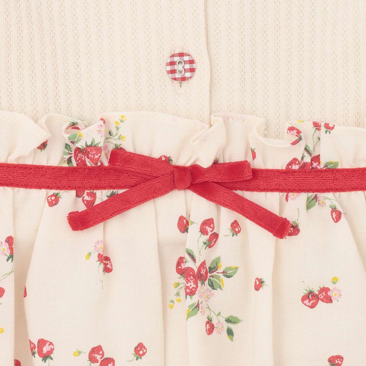 Wild Strawberry Long-Sleeve Balloon One-Piece Dress [Organic] [Made in Japan],Pearl white, large image number 8