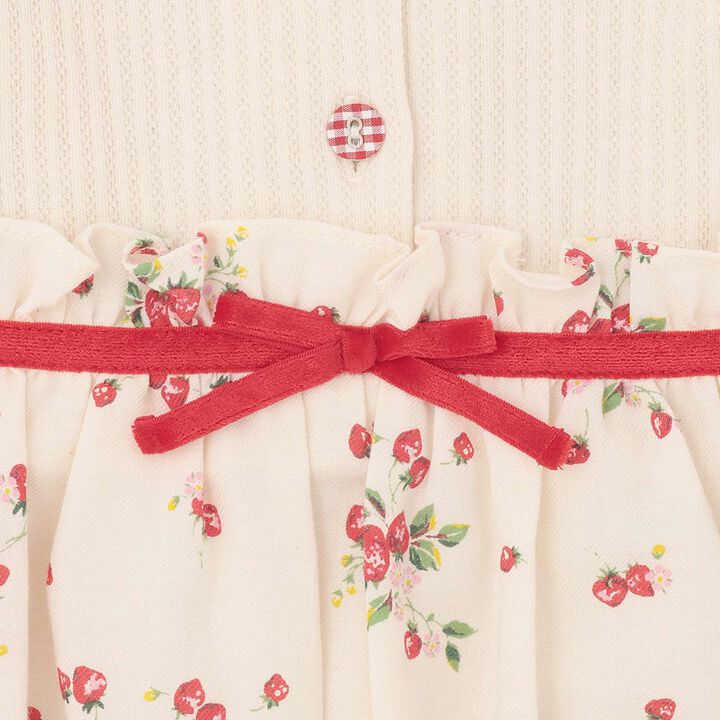 Wild Strawberry Long-Sleeve Balloon One-Piece Dress [Organic] [Made in Japan],Pearl white, medium image number 8