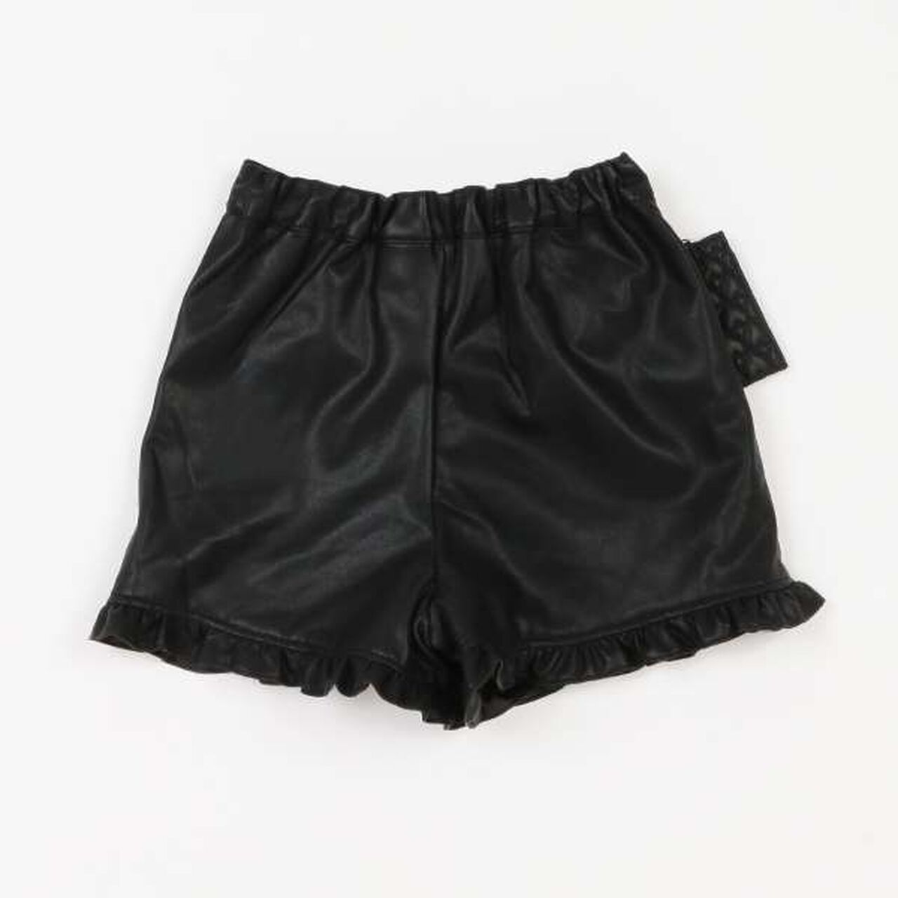 Faux Leather Shorts with Pouch,Black, large image number 1