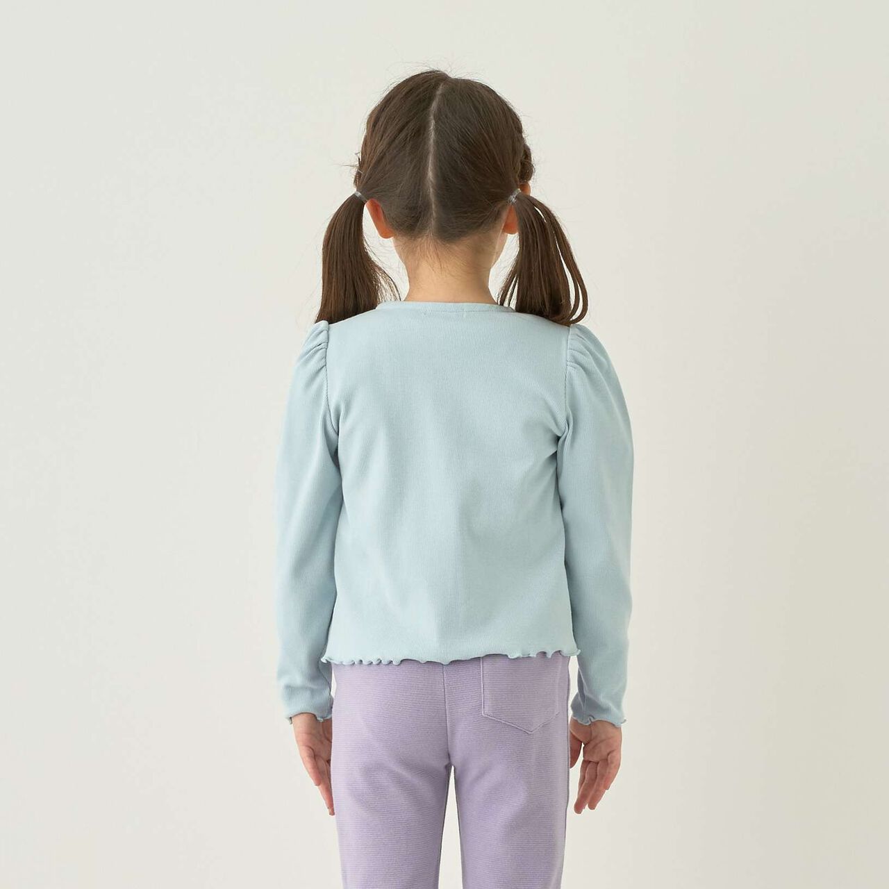[Mini Length] Heart Button Ribbed Cardigan for Girls [Kids] [Children's Clothing],Blue gray, large image number 2