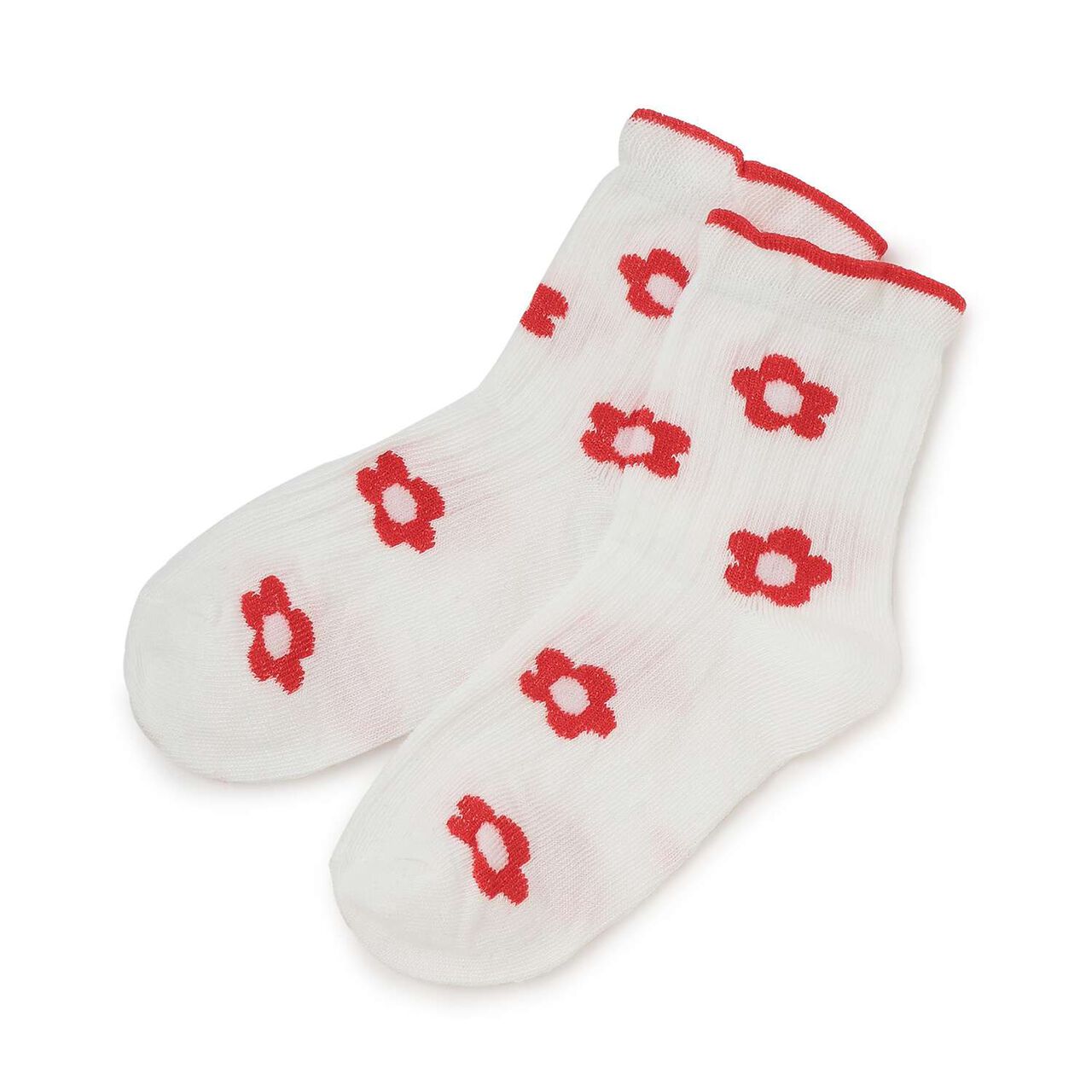 Flower All-Over Pattern Crew Socks [Kids Girls],Pink, large image number 2