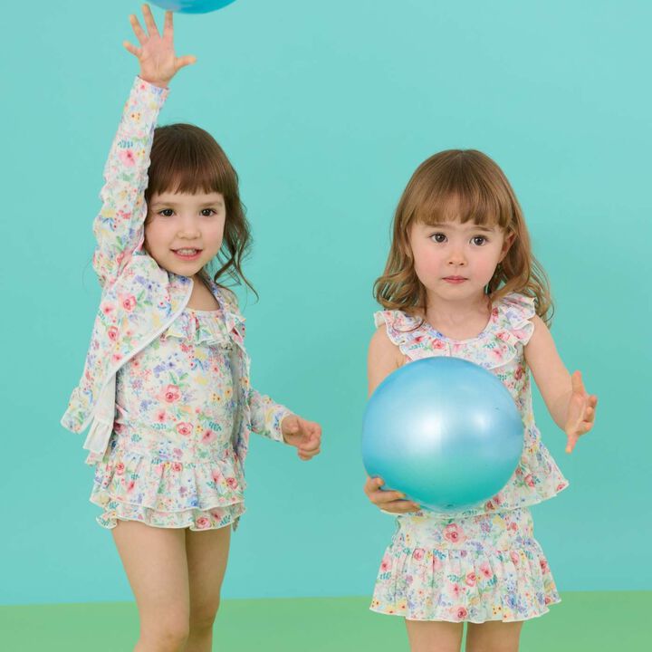 [SWIM] Girls' Floral Pattern One-Piece Swimwear [UV Protection],Pink, medium image number 15