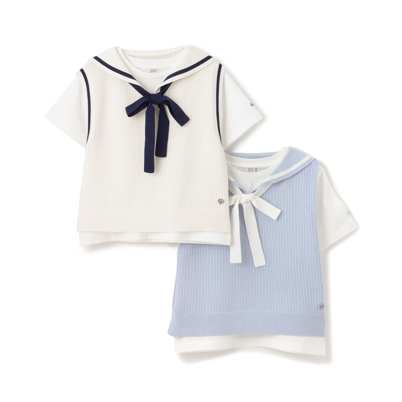 Mesh Sailor Vest & T-Shirt Set,Ivory, large image number 14