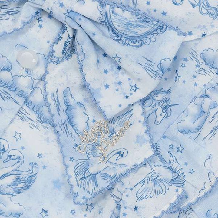 Frill Bow Tie Blouse,Blue, medium image number 10