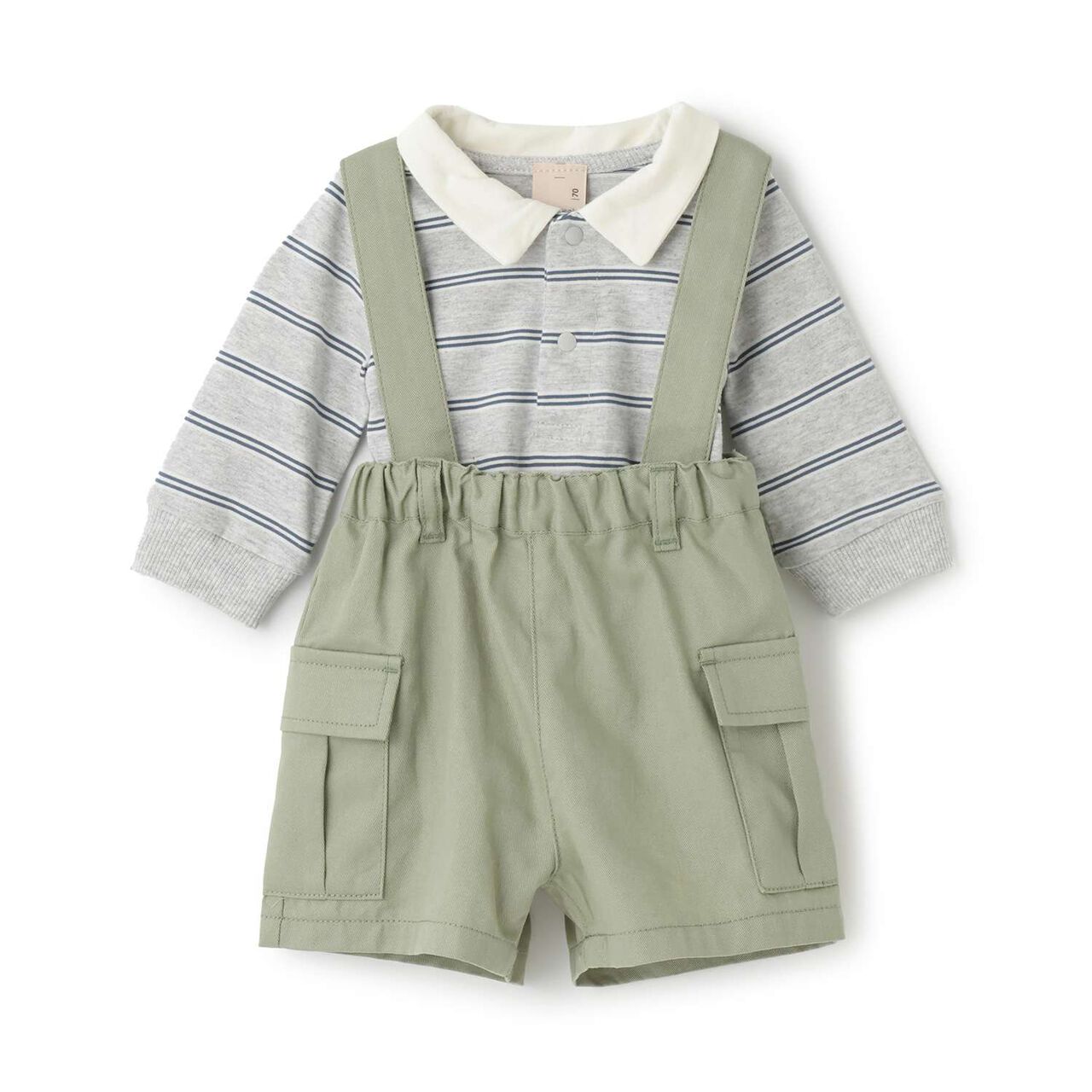 Suspender Cargo Pants Set,Gray, large image number 0