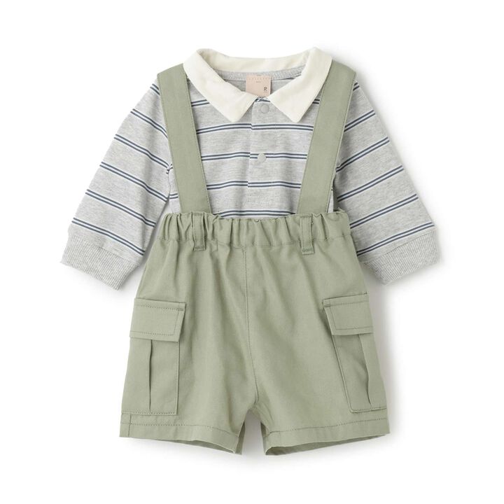 Suspender Cargo Pants Set,Gray, medium image number 0