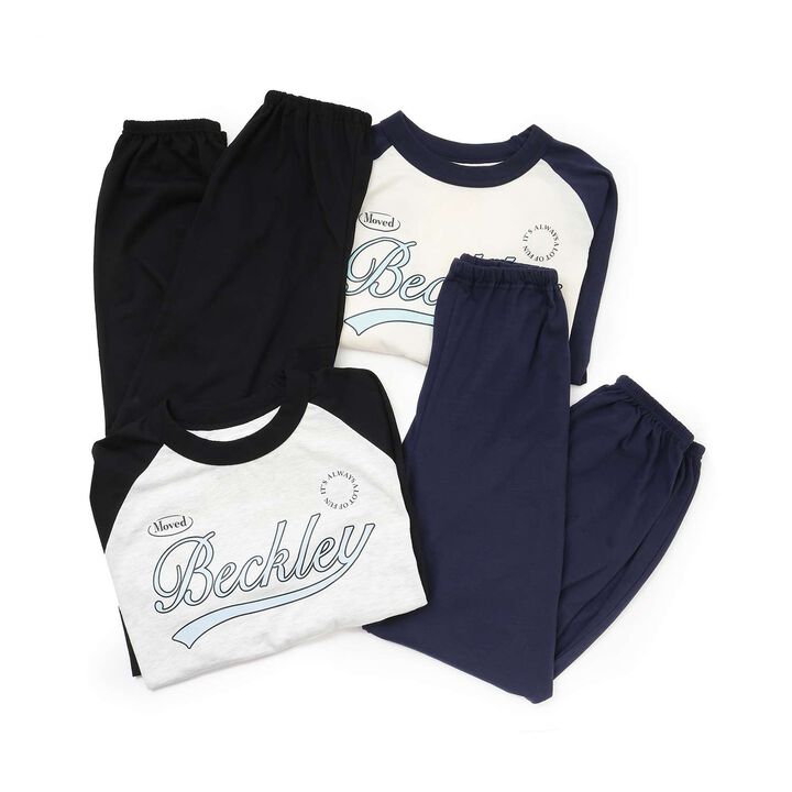 Logo Raglan Long-Sleeve T-Shirt & Pants Set [Loungewear/Pajamas],Navy, medium image number 9