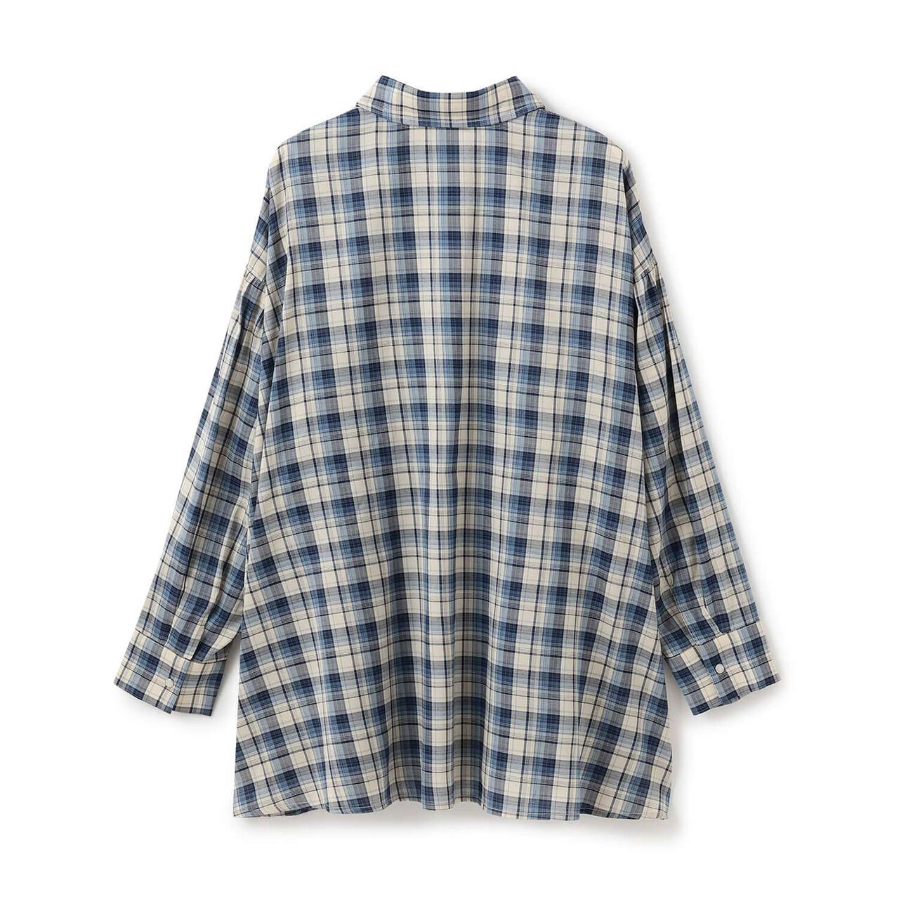 Front Peplum Checkered Shirt,Black, large image number 1