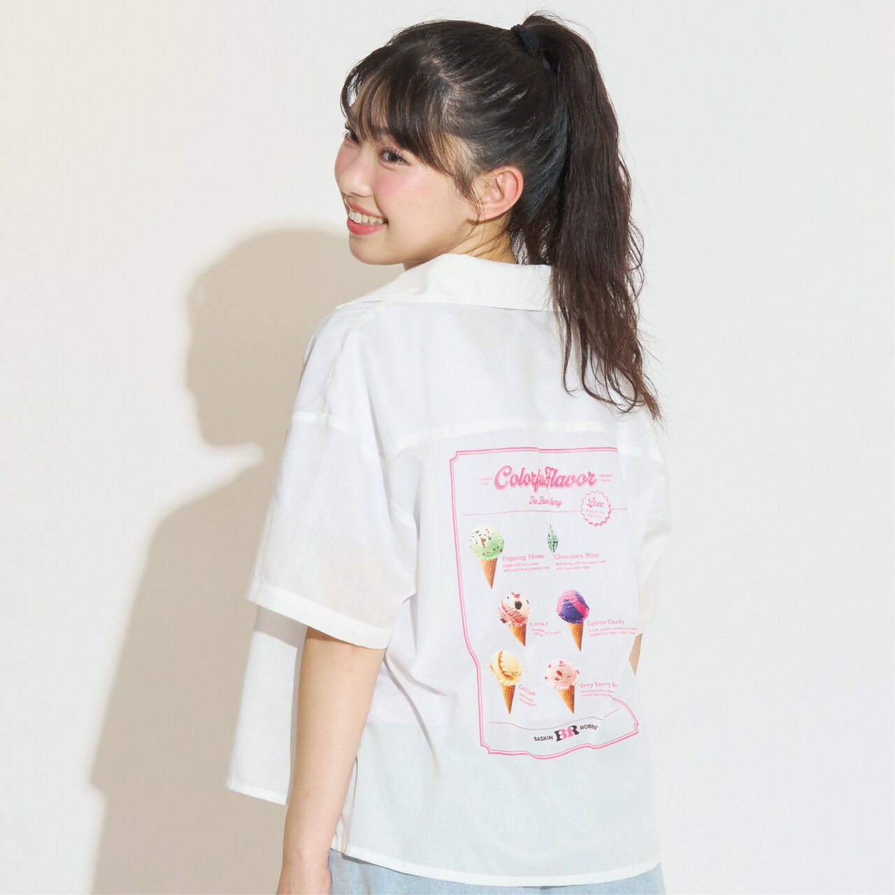 [31 Ice Cream] [LTXC] Open Collar Shirt,White, large image number 1