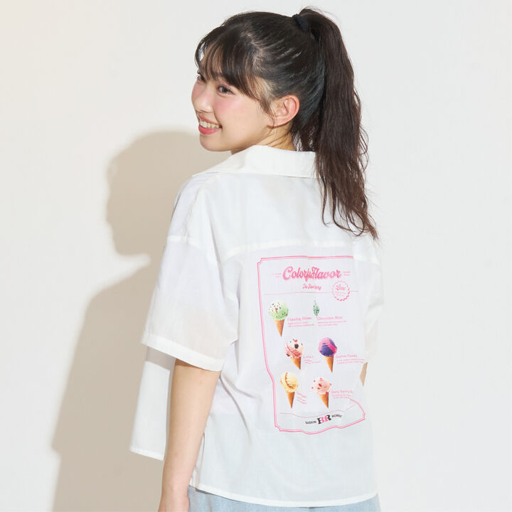 [31 Ice Cream] [LTXC] Open Collar Shirt,White, medium image number 1