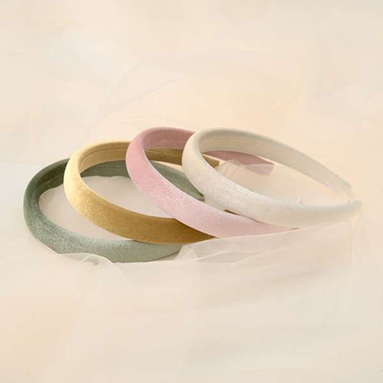 Velour Puffed Headband,Mustard, large image number 2