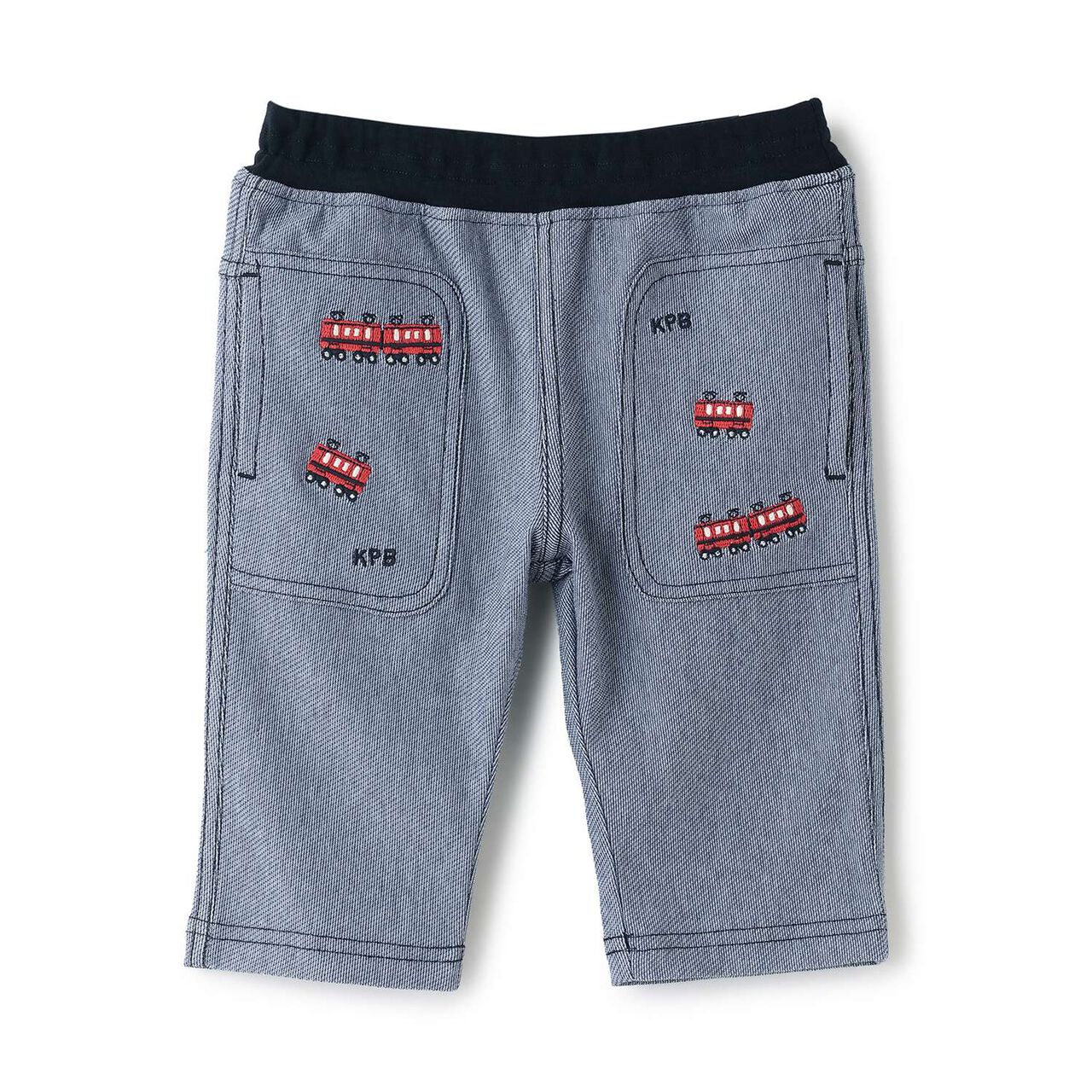 Stripe Jacquard 7/8 Pants,Navy, large image number 9