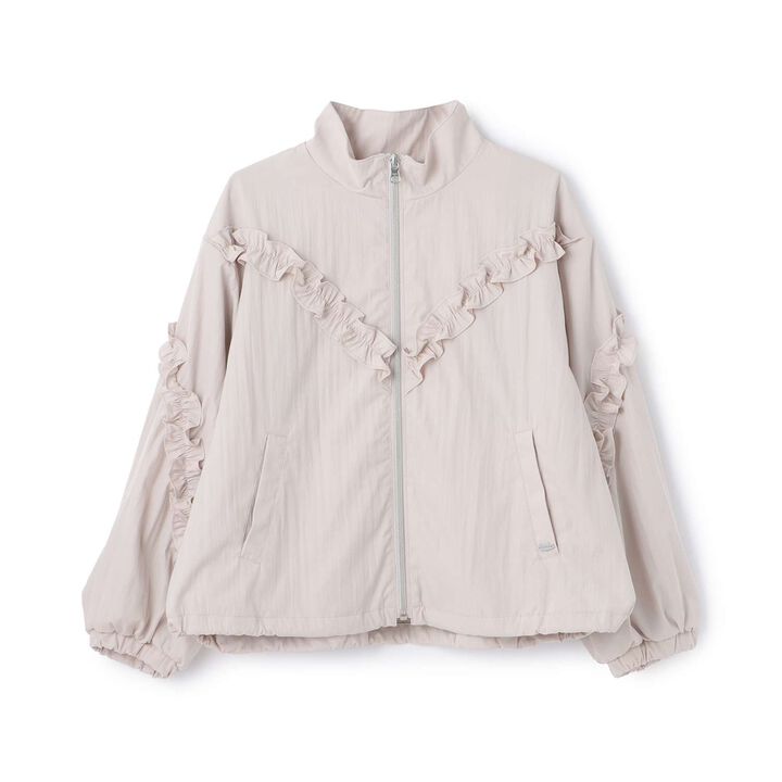 Stand Collar Frill Bomber Jacket,Light beige, medium image number 8