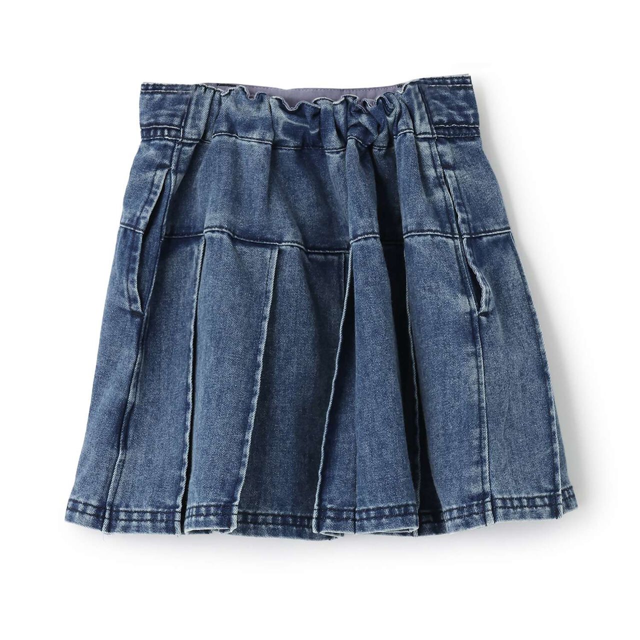 Pleated Skirt with Belt & Inner Pants Set,Blue, large image number 1