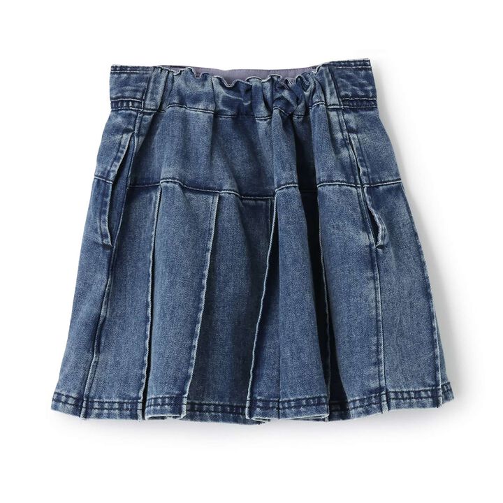 Pleated Skirt with Belt & Inner Pants Set,Blue, medium image number 1