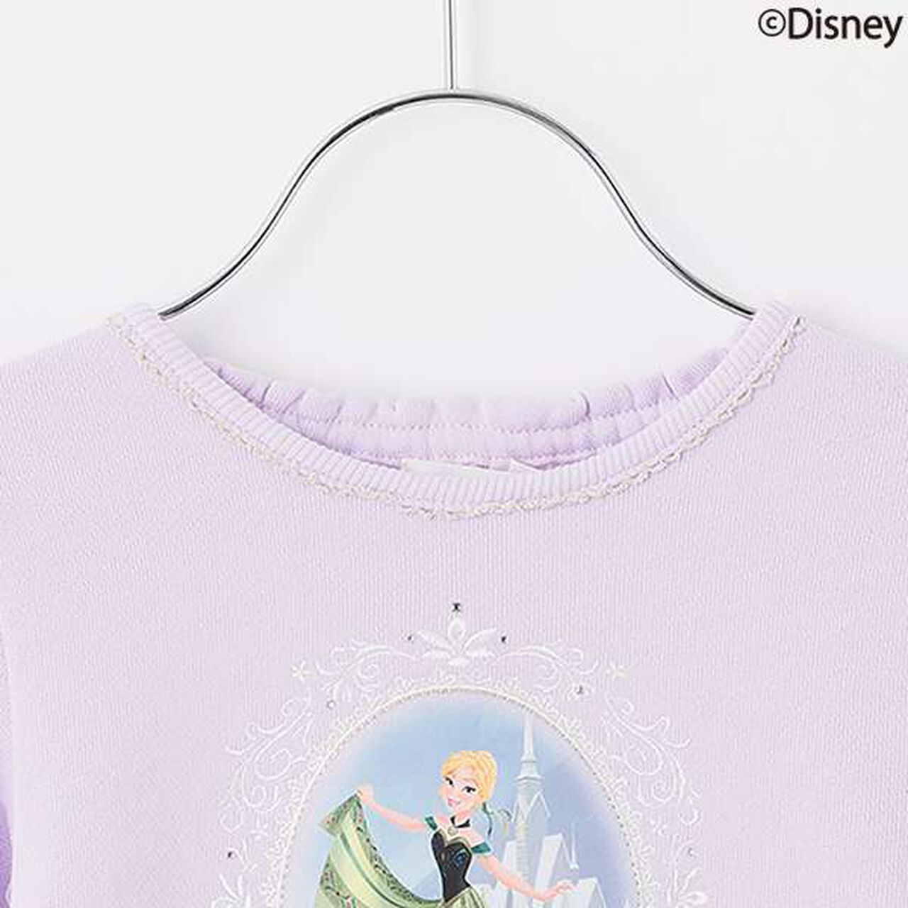[Frozen] Tulle Sleeve Scallop Trim Sweatshirt,Light blue, large image number 12