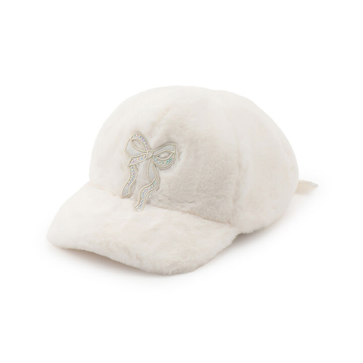 Ribbon Patch Faux Fur Cap,, medium