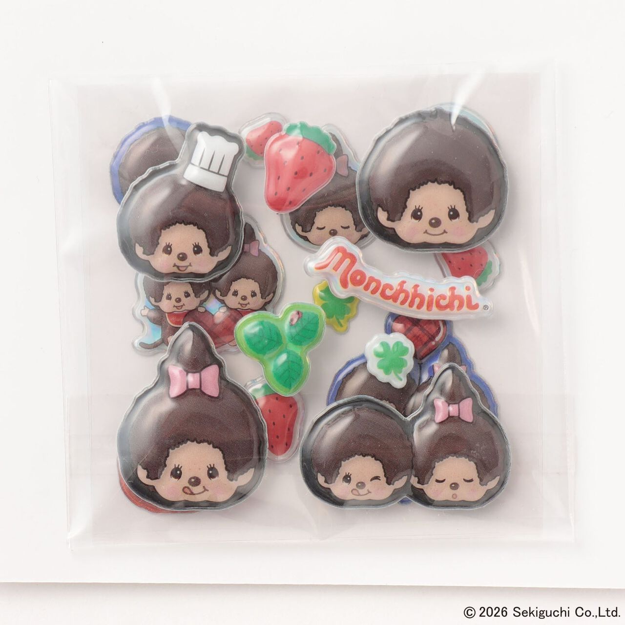 [Monchhichi] Puffy Stickers,Red, large image number 1