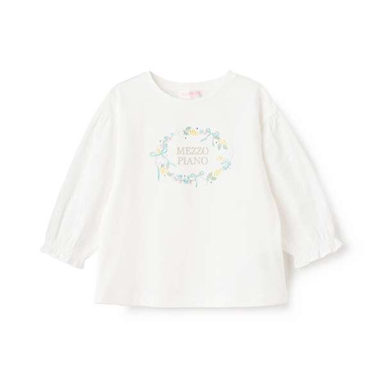 Flower Wreath 7/8 Sleeve T-Shirt,Off white, large image number 0