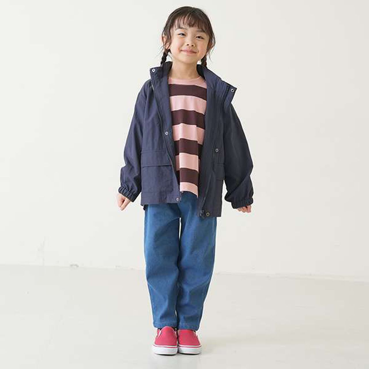 Stand Collar Windbreaker,Red, large image number 6