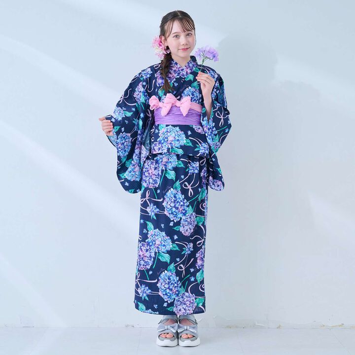[Cool Touch] Hydrangea Pattern 2WAY Yukata,Navy, medium image number 25