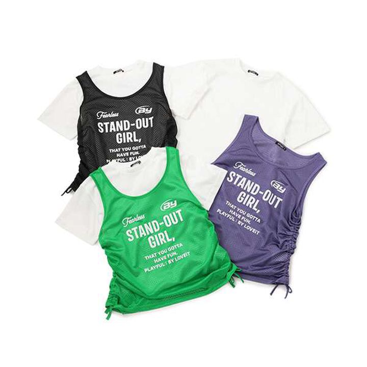 Mesh Long Sleeve T-Shirt Set,Green, medium image number 4