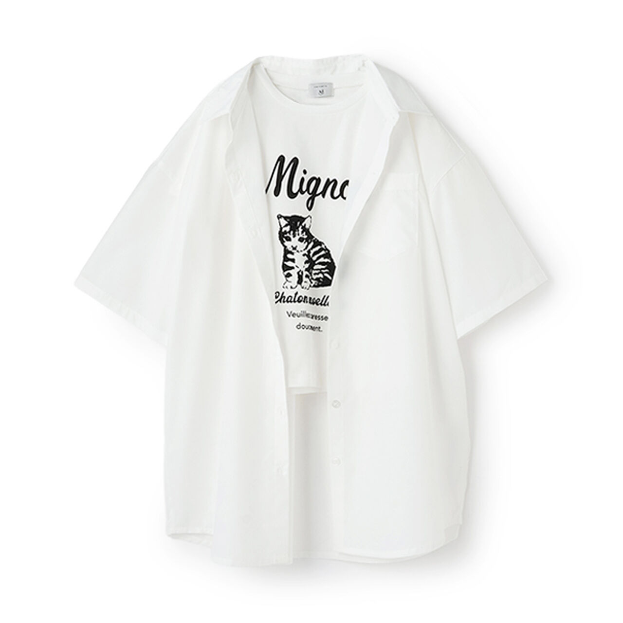 [New Colors Added Due to Popular Demand] [AMI] 5-Minute Sleeve Big Shirt x Compact T-Shirt,Off white, large image number 15