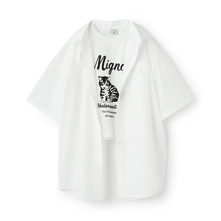 [New Colors Added Due to Popular Demand] [AMI] 5-Minute Sleeve Big Shirt x Compact T-Shirt,Off white, medium image number 15