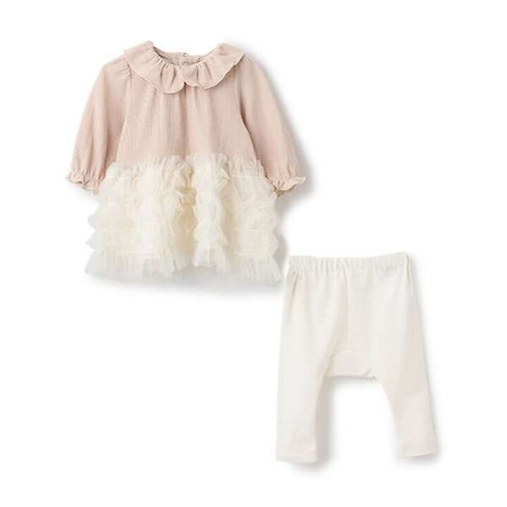 Frill Hem OP Set,Light pink, medium image number 0