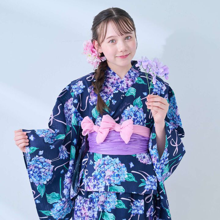 [Cool Touch] Hydrangea Pattern 2WAY Yukata,Navy, medium image number 23