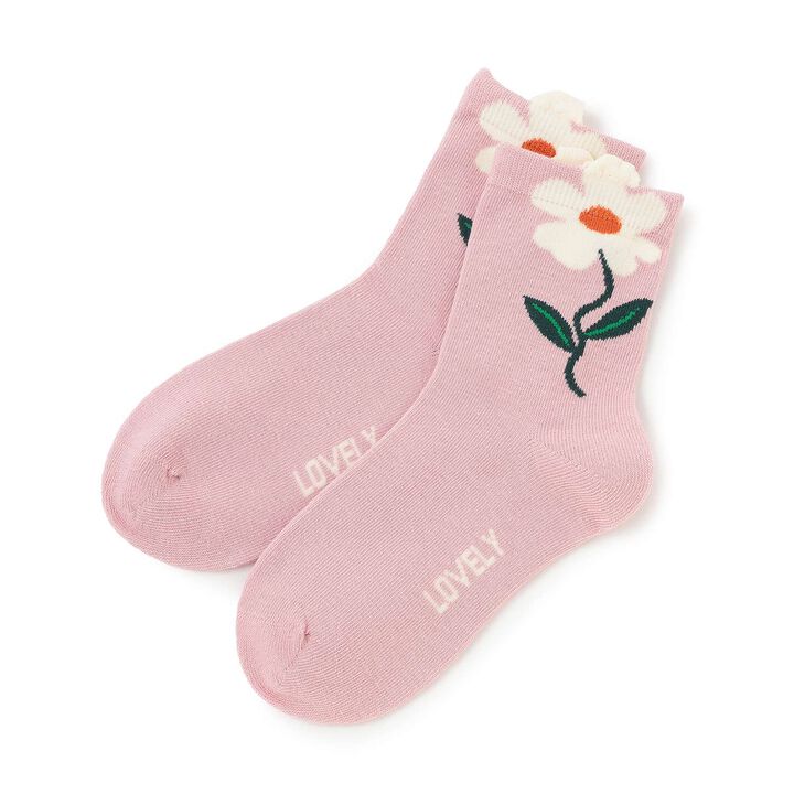 Puffy Flower Crew Socks [Kids] [Girls],Moderate blue, medium image number 2