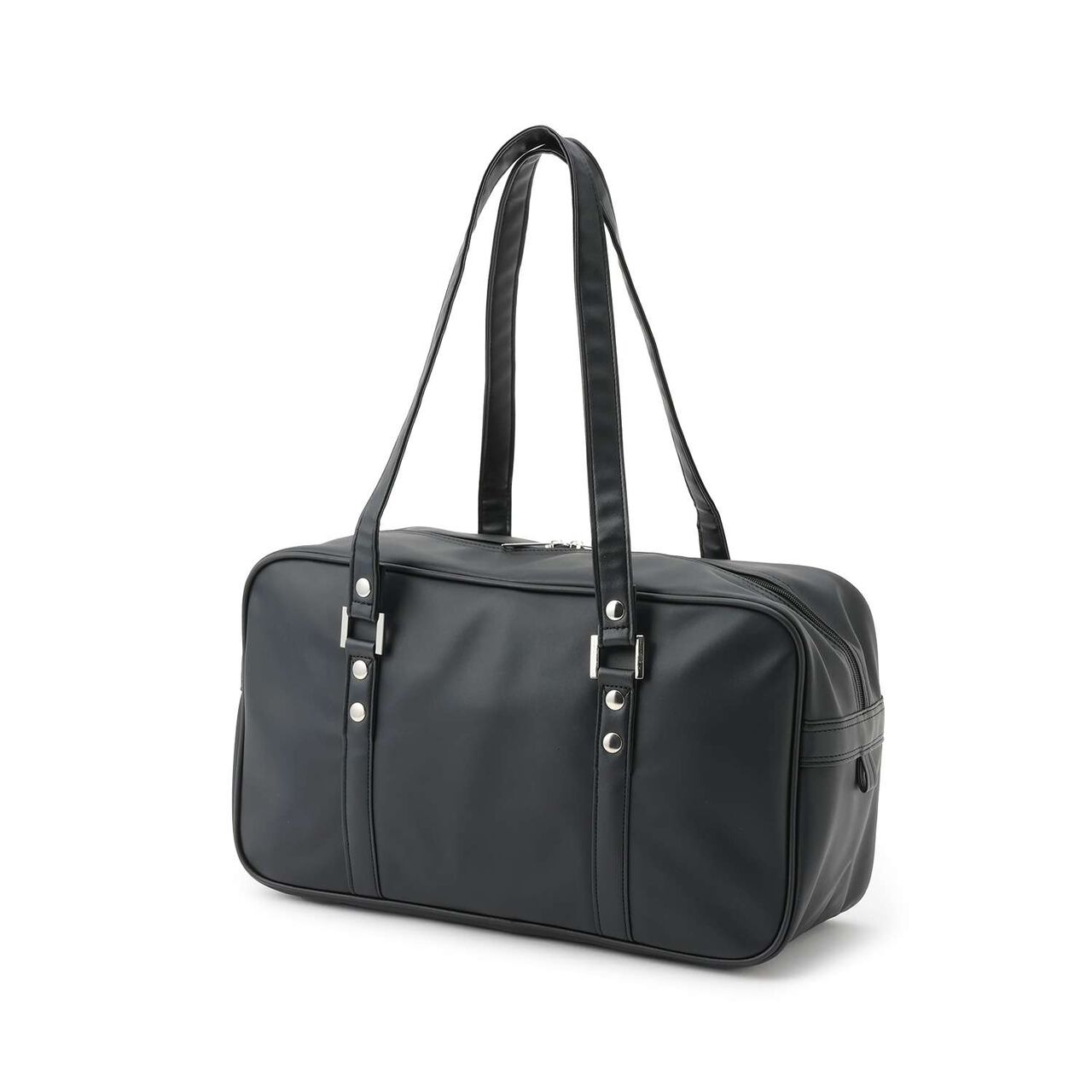 Synthetic Leather School Bag,Black, large image number 1