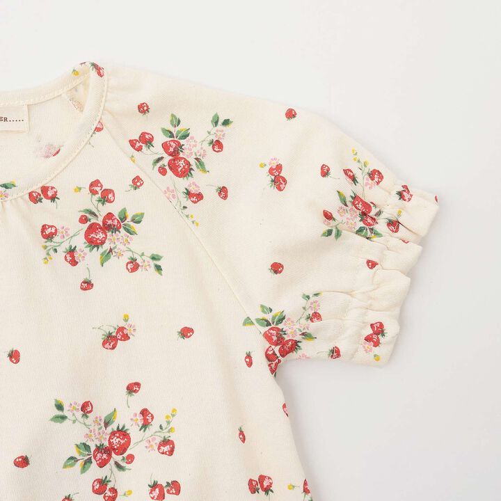 Organic Wild Strawberry Short-Sleeve 2WAY Romper [Made in Japan],Pearl white, medium image number 4