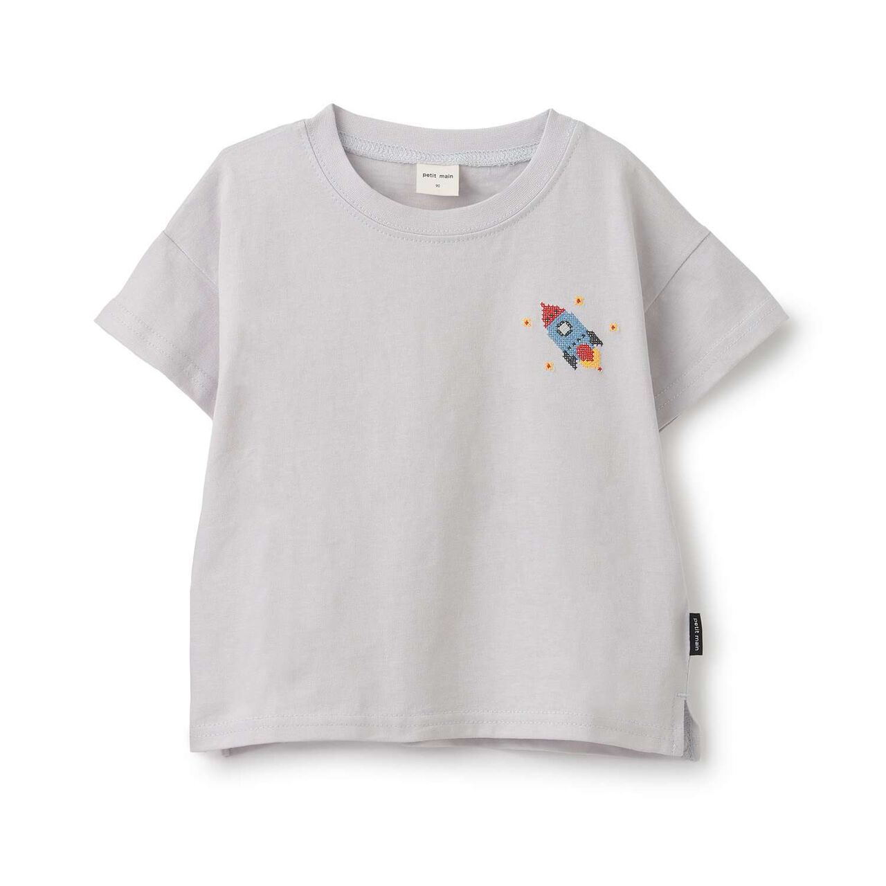 [Food Stain Resistant] Embroidered Short Sleeve T-Shirt,Coral red, large image number 18