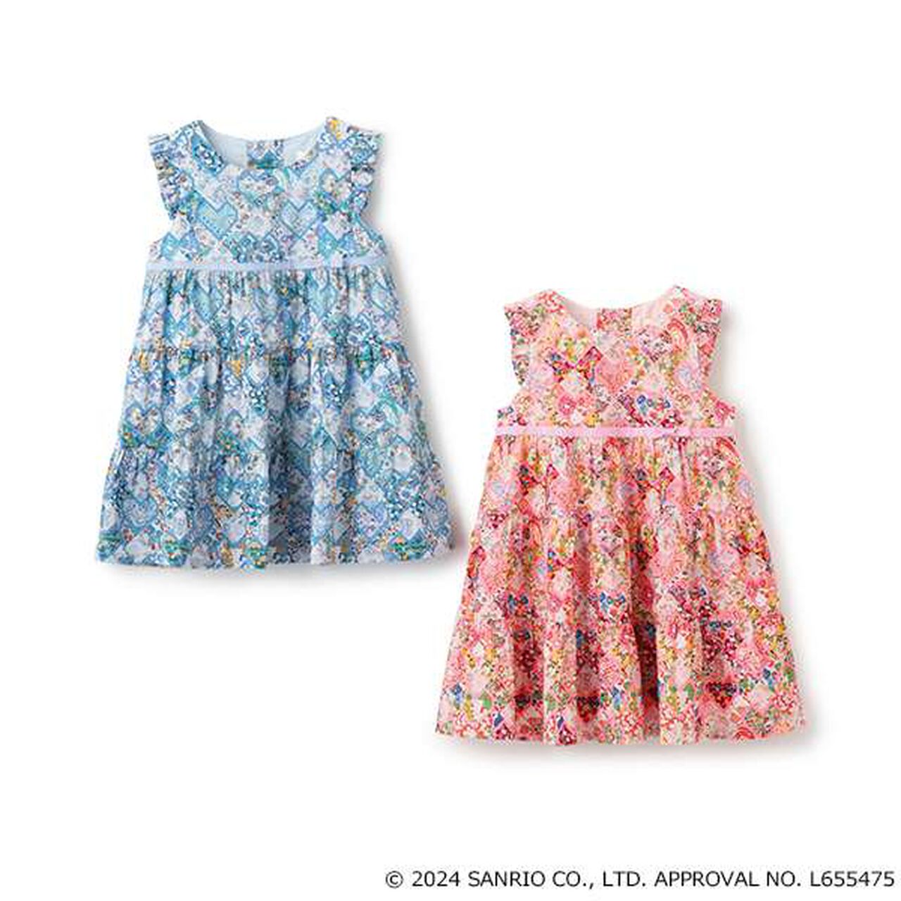 Hello Kitty Patchwork Hearts One-Piece Dress,Blue, large image number 3