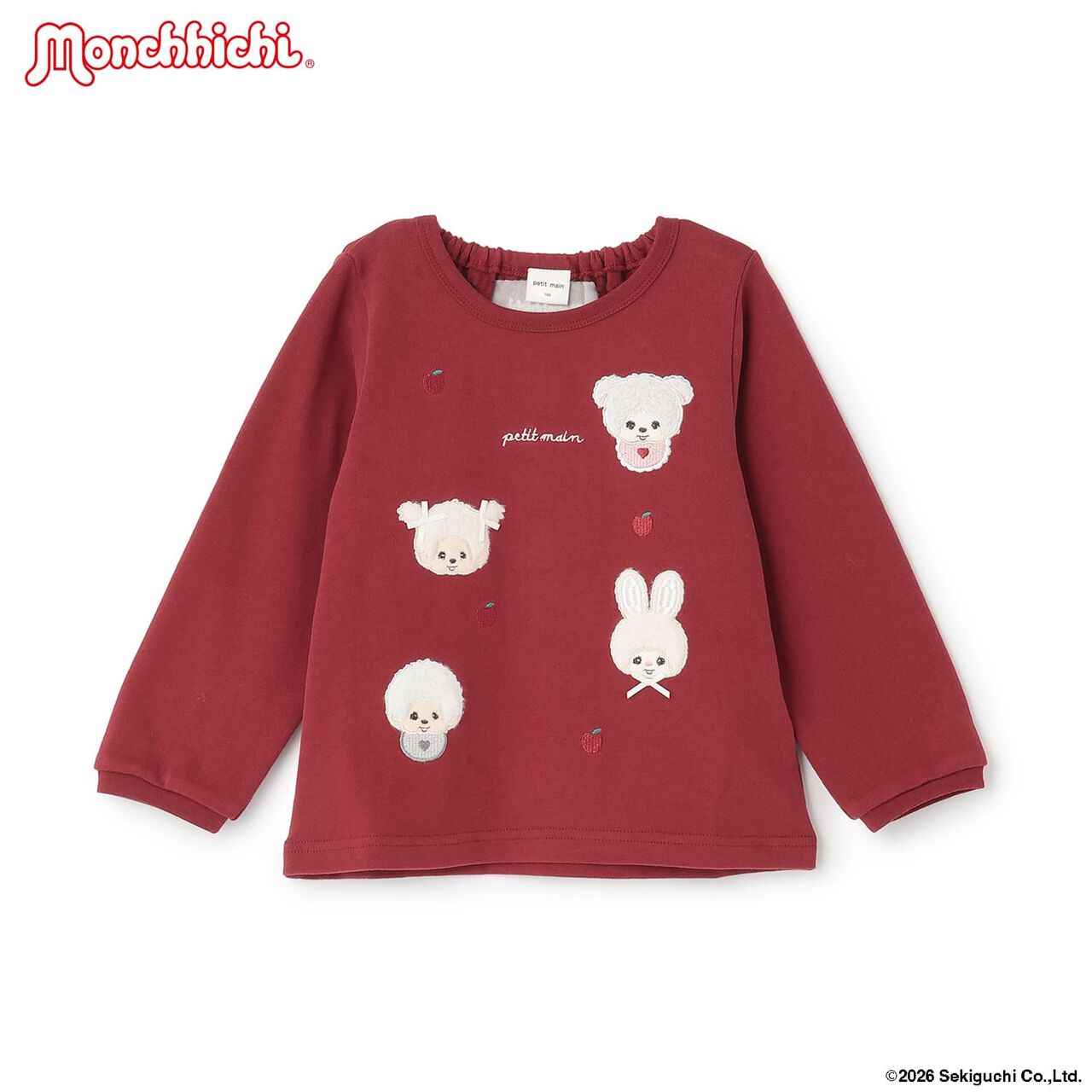 [Monchhichi/Link] Embroidered Long-Sleeve T-Shirt,Brown, large image number 7