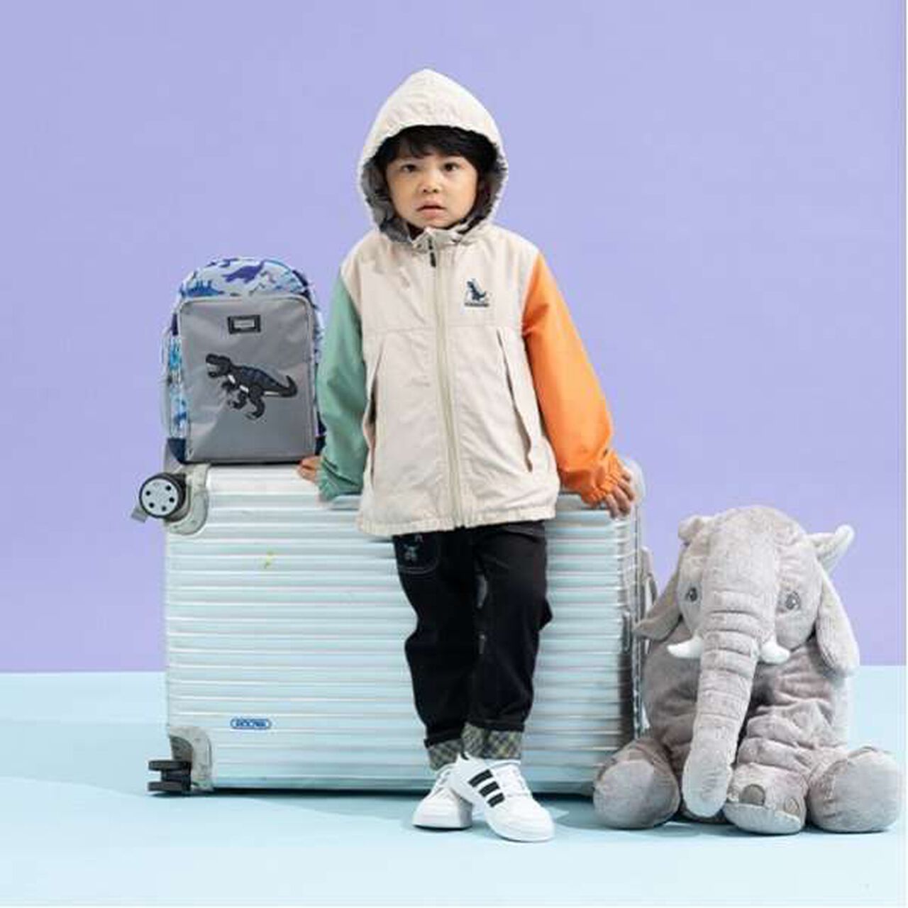 Dinosaur Cuffed Long Straight Pants,Light khaki, large image number 9