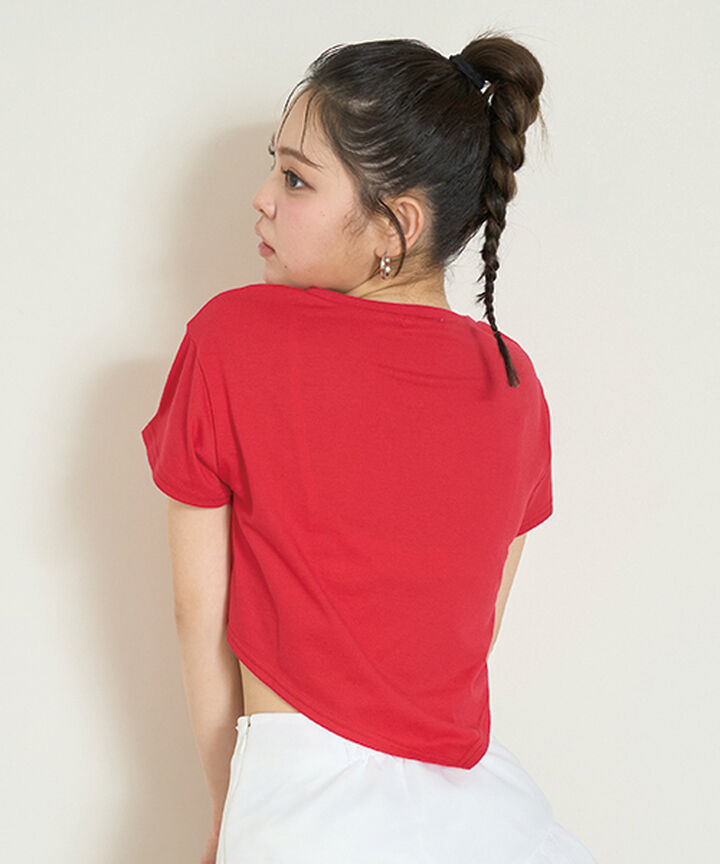 Cake Motif Short Sleeve T-Shirt,Red, medium image number 1