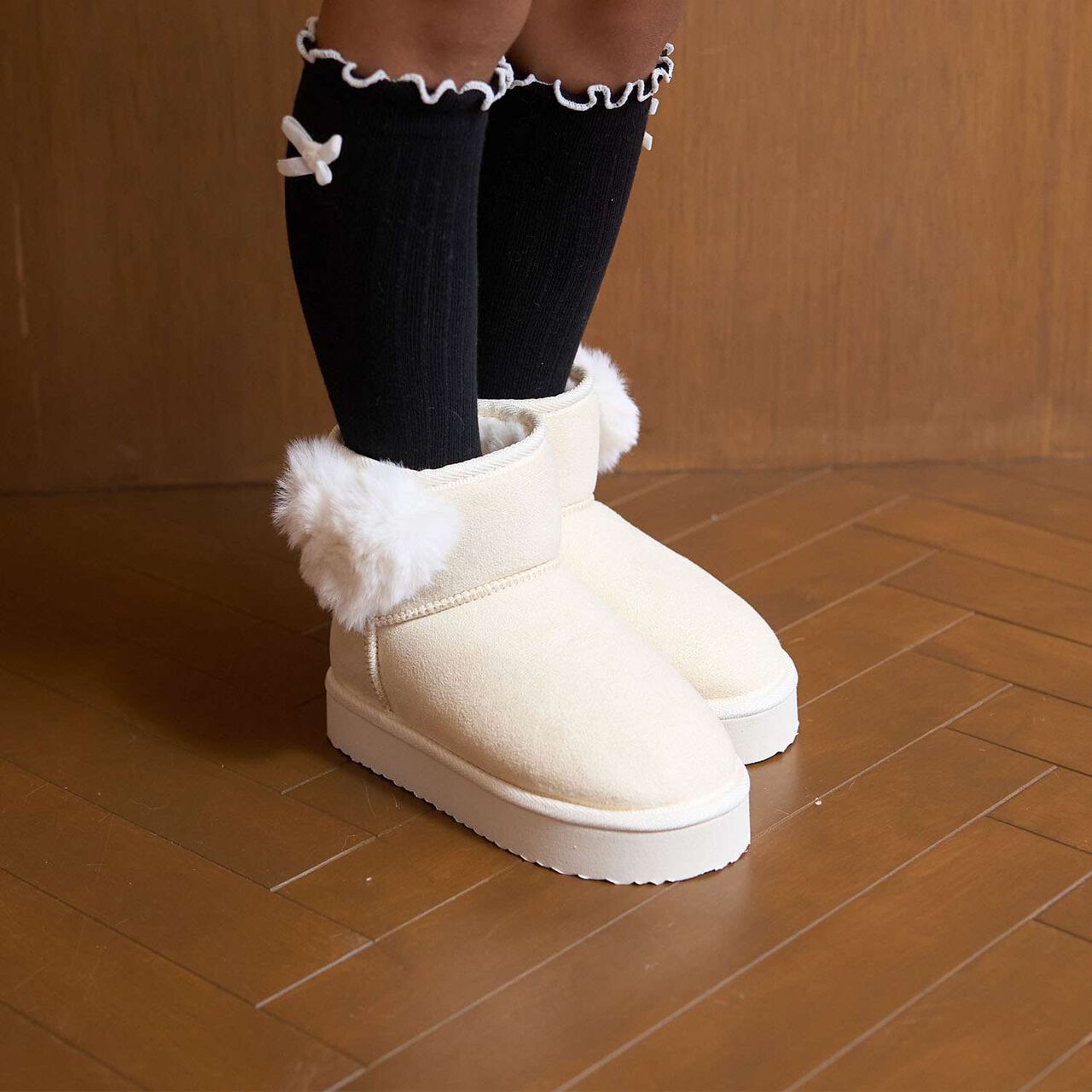 Sheepskin Boots with Heart Detail,Camel, large image number 2
