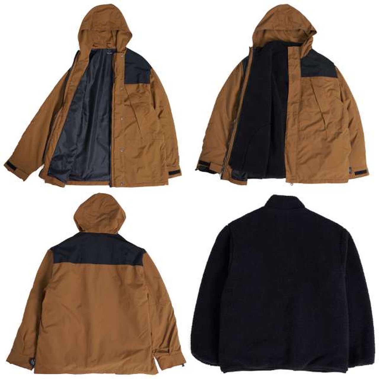 Water-Repellent Nylon 3-Way Coat with Boa Inner,Khaki, large image number 8