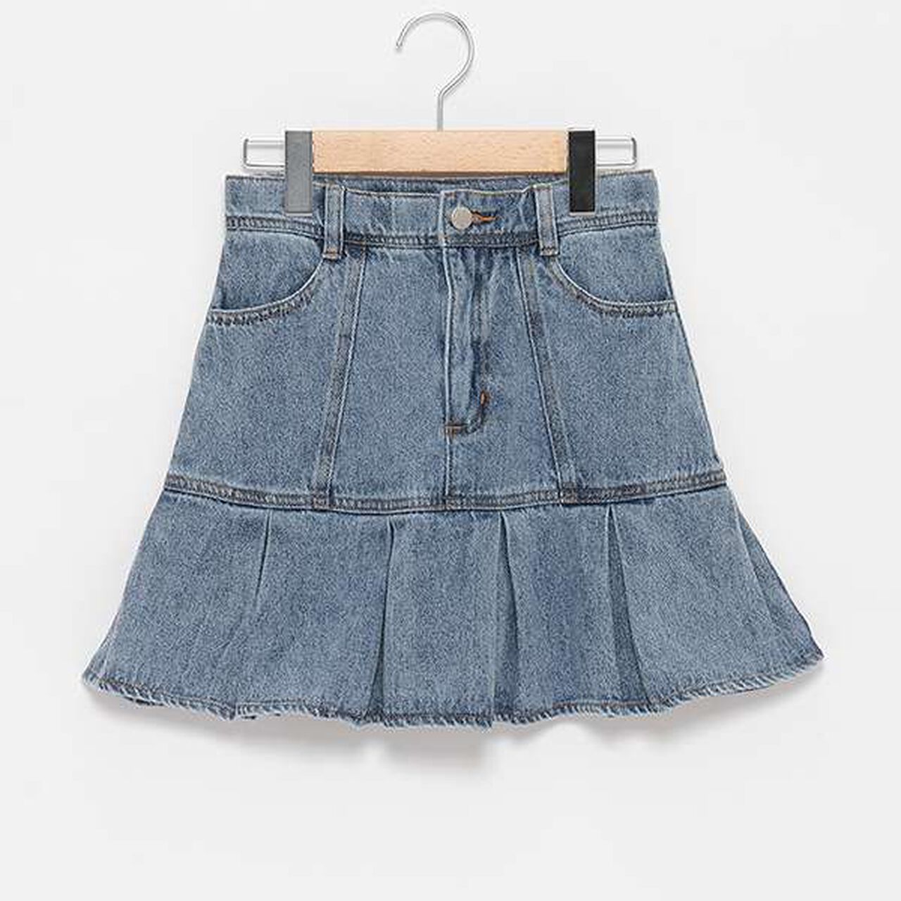 LTXC - Denim Box Pleat Skirt with Inner Shorts,Blue, large image number 17