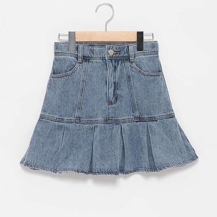 LTXC - Denim Box Pleat Skirt with Inner Shorts,Blue, medium image number 17