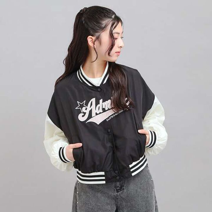 Cheer Logo Appliqu&eacute; Varsity Jacket,Gray, medium image number 15