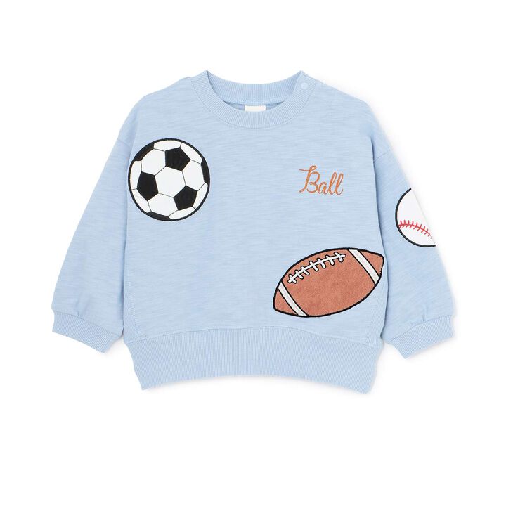 Ball Appliqu&eacute; Long-Sleeve T-Shirt,Smoke white, medium image number 5